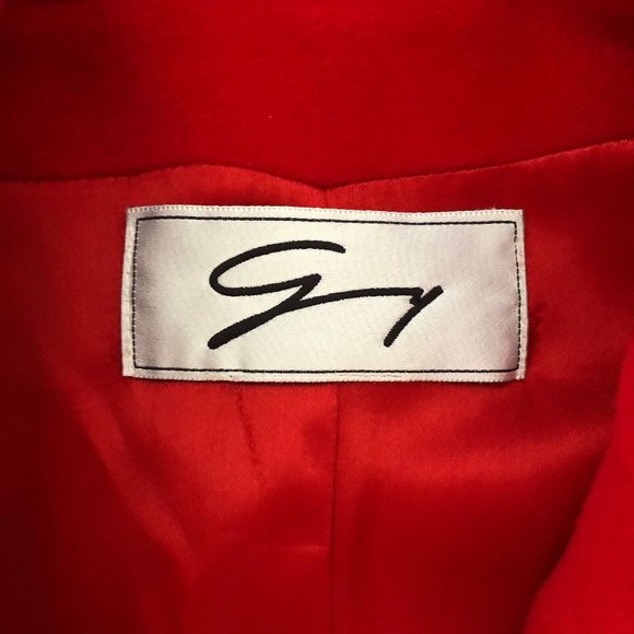 GY Pure New Wool Red Coat Jacket Double Breasted Italy Vintage Womens Size 6 EUC - Picture 3 of 13